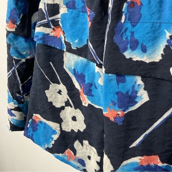 Kristin Davis Skirt Navy Blue Floral Ruffle  Size 10 Lined‎ Knee Length Mini - Picture 5 of 9